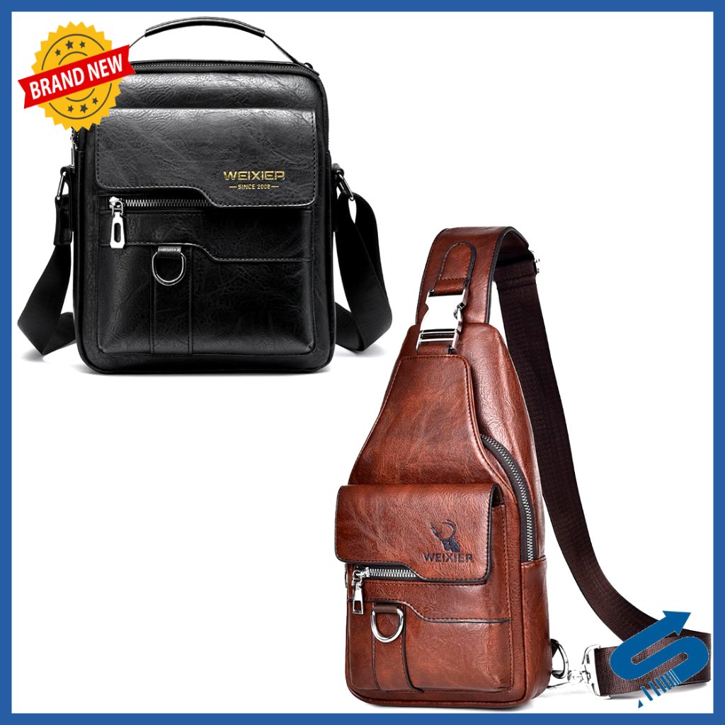 Pu Leather Messenger Bag With Multiple Pockets, Adjustable Strap For Men